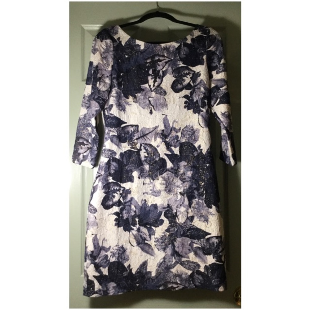 Midi Floral Print Dress with Metallic Shimmer